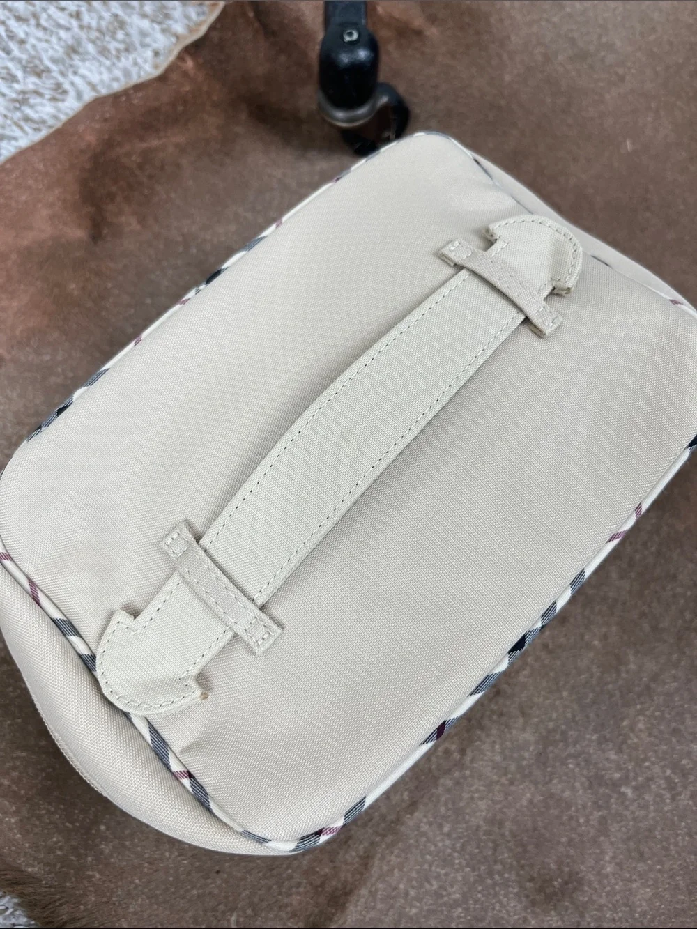 Burberry Travel Plaid Nova Check Canvas Globe Trotter Bag Beige Makeup Brush Set
